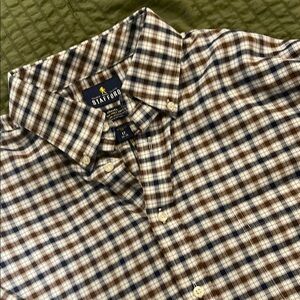 Stafford Men's Brown Plaid Shirt